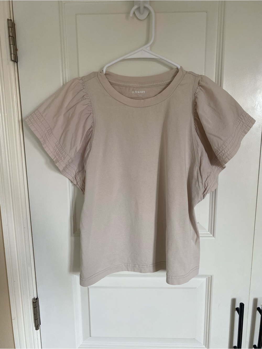 Old Navy Beige Flutter-Sleeve Short-Sleeve Tee